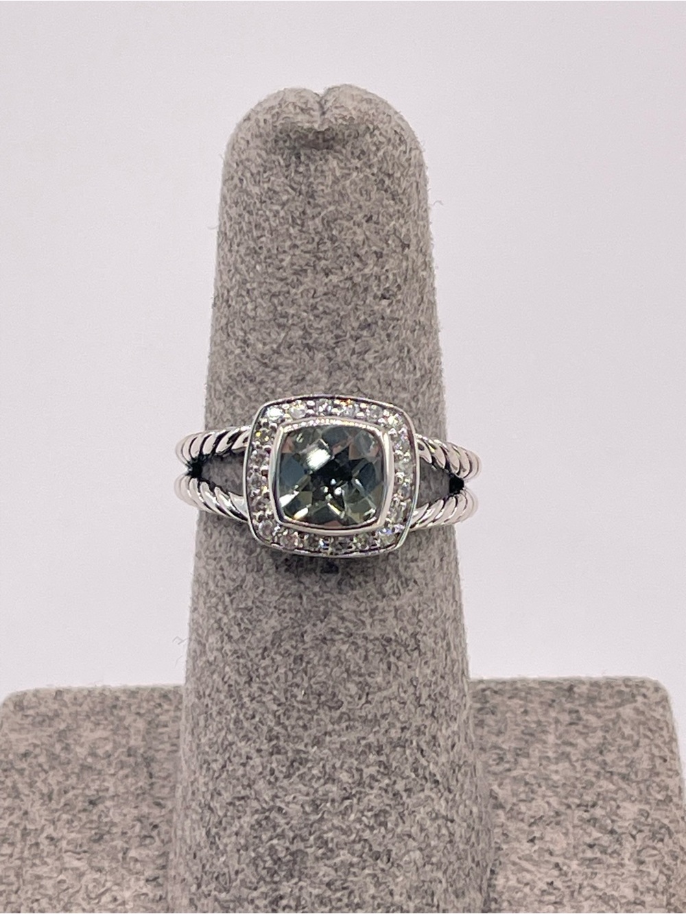 David Yurman Petite Albion Ring with Prasiolite and Diamonds